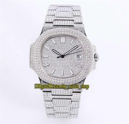 Top Auality 571910G010 18K White Gold Fully Paved With s Cal8215 Automatic Mens Watch Strap Diamond Dial Luxry Watches catstore9263007