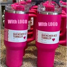 Stanleliness Valentines Day Mugs New 40oz Mugs Tumbler With Handle Insulated Tumblers Lids Straw Stainless Steel Coffee Termos Cup With CGA8