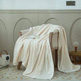 Blankets Wheat Ear Velvet Blanket Jacquard Flannel Pattern Air Conditioning Nap Cover Double