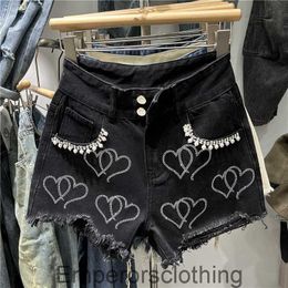 Love hot denim shorts for women in 2024 new summer high waisted and slimming with ruffled edges A-line wide leg pants hot pants trend