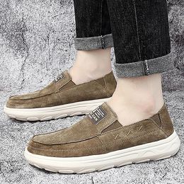 Casual Shoes Autumn Men Genuine Leather Work Male Slip On Comfortable Sneakers Platform British Business Party Dress