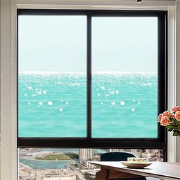 Window Stickers Privacy Windows Film Decorative Blue Ocean Stained Glass No Glue Static Cling Frosted 06