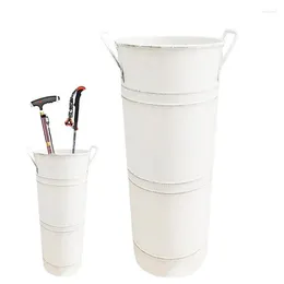 Vases Umbrella Stands For Entryway Vintage Metal Stand With Handles Round Bucket Reinforced Free Standing