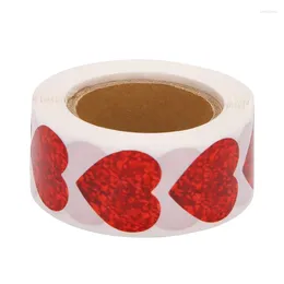 Window Stickers Valentine's Day Glitter Heart Red Roll Labels For Anniversaries Wedding(500Pcs/Roll)