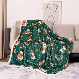 Blankets Snowman Green Christmas Throw Blanket Fuzzy Fluffy Cosy Flannel Plush Microfiber For Couch Bed Sofa 50X 60"