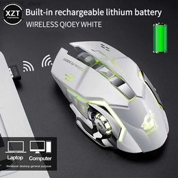 Mice Free Wolf X8 Wireless Charging Game Mouse Silent Mouse Backlit Mechanical Mouse Ergonomic PC Laptop Optical Mouse Y240407