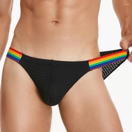 Underpants Seobean-men's Sexy Rainbow Belt Briefs Underwear Design