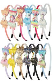 Colorful Glitter Unicorn Bow Headband Kid Girl Rainbow Horse Hair Sticks Party Accessories Mixed Colors4489811