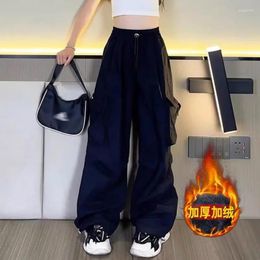 Women's Pants Girls' Workwear Casual Street Dance Sports Versatile Loose And Trendy Autumn Winter Long With Added Velvet