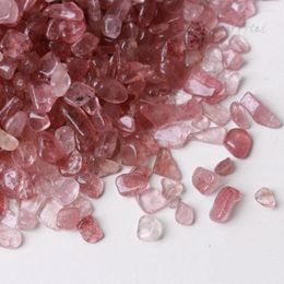 Decorative Figurines 500g Pink Strawberry Quartz Crystal Gravel Polished Healing Stone