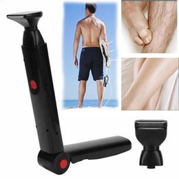 Electric Back Shaver 2 In 1 Hair Trimmer Razor Rechargeable Foldable Handle Removal Men Body Groomer 240403