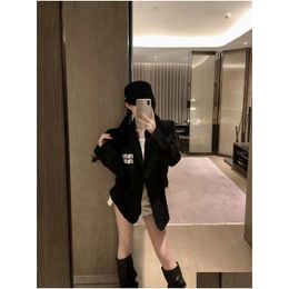 Womens Suits Blazers Autumn New Clothing Light Luxury Customised Two-Button V-Neck Suit European Style White Cuff Jacket Drop Delivery Otf2Z