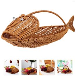 Dinnerware Sets Imitation Rattan Basket Storage Household Woven Fruit Baskets For Kitchens Container