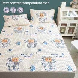 Bedding Sets Comfortable Cool Latex Bed Mat Cartoon Printed Sleeping Mats Ice Silk Mattress Cover For Household Anti-slip Pad Set