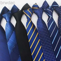 Neck Ties 8CM polyester jacquard striped tie wholesale 7cm mens business tie casual red black blue 240407