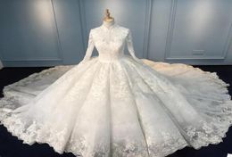 Vintage Wedding Dresses With HighNeck Longsleeve Appliqued Race Vintage Ball Gown Wedding Dress Custom Made Vestidos De Novia3364712