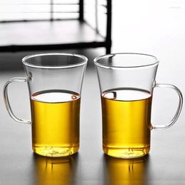 Cups Saucers Green Tea Cup Colourless Transparent Heat-resistant Glass Belt Holds The High Borosilicate Home Water 350ml