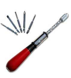 260MM Spiral Screw Driver Hand Pressing Ratchet Screwdriver with Slotted and Screwdriver Bits4599955