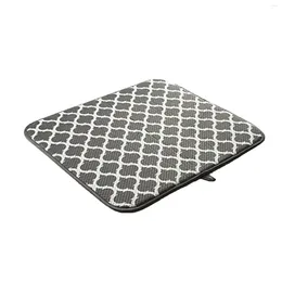 Table Mats Kitchen Utensil Mat 18in X 16in Microfiber Dish Drying Super Absorbent Drainer Pad With Hanging Loop Grey
