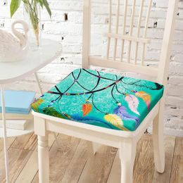 Pillow Multicolor Feather Print Chair Seating S Soft Mat Equipped With Invisible Zipper Chairs Pad For Office Home Decor