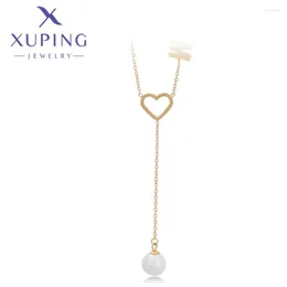Chains Xuping Jewellery Stainless Steel Pearl Shape Light Gold Colour Pendant Necklace For Women Christmas Banquet Party Gifts A00902939
