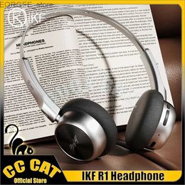 Cell Phone Earphones iKF R1 Headphone Retro Bluetooth Wireless Headphone Lightweight Design Headset HiFi Tone Quality IPX5 Metal Design Headphones Y240407