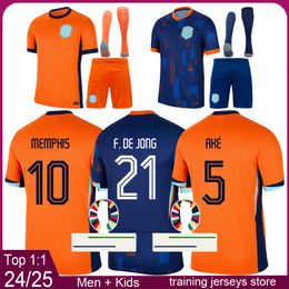 Netherlands mens fans soccer jerseys kids football kits 2024 nederland men player version football jersey 24 25 AKE F.DE JONG shirts kit maillot camiseta maglia