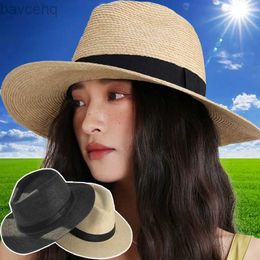 Wide Brim Hats Bucket Hats 2023 Summer Sunscreen Straw Sun Hat Beach Vacation Panama Handwoven Straw Caps Men Women Casual Sunshade Gangster Cap Bucket Hat 240407