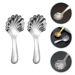 Spoons 2 Pcs Tiny Teaspoon Home Supply Pudding Stainless Dessert Short Handle Stirring Small Cake