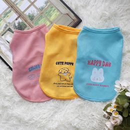 Dog Apparel Spring And Autumn Pet Waffle Cute Simple Thin Tank Top Cat Universal Colourful Cartoon Printed Clothes