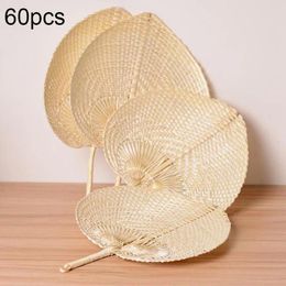 Decorative Figurines 60Pcs Pure Handmade DIY Heart Shaped Bamboo Woven Fan Summer Cooling Chinese Style Hand Fans Wedding Items Cool