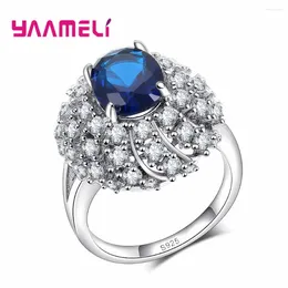 Cluster Rings Luxury Women Wedding Engagement Good Quality 925 Sterling Silver Jewelry CZ Crystal Bague Vintage Fine