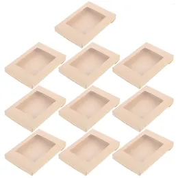 Take Out Containers Kraft Cookie Boxes With Window: 10Pcs Cupcake Bakery Case Gift Treat Box Paper Cardboard For Pastries