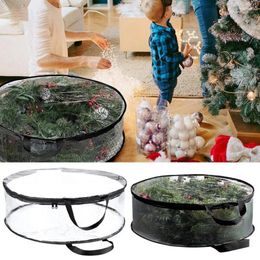 Storage Bags Transparent Christmas Wreath Bag Foldable Xmas Tree Garland Container With Handle For Home Festival Storing Too T4K9