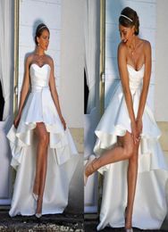 High Low Short Wedding Dresses Strapless Aline Simple Satin Beach Bridal Gowns Outdoor Wedding Dress Custom Made1986876