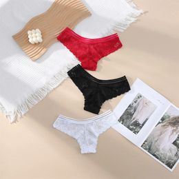 Women's Panties Seamless Lace Thongs Women Lingerie Tangas Sports Fitness Strings T-Back Bikini Underwear Female Solid Colour Transparent