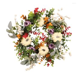 Decorative Flowers R2JC White Pumpkin Wreath For Christmas Halloween Fall Thanksgiving Farmhouse Decoration Wall Hanging Ornament