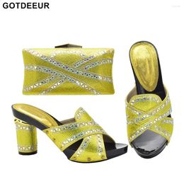 Dress Shoes Arrival African And Matching Bags Italian Yellow Color Bag Set In Heels Shoe 2024