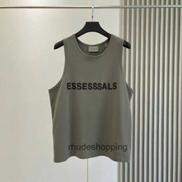2023 Ess Mens Tank Top t Shirt Trend Brand Three-dimensional Lettering Pure Cotton Lady Sports Casual Loose High Street Sleeveless Vest Eu Size S-xl 3qoyjc0be