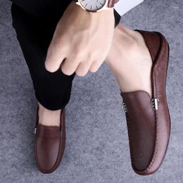 Casual Shoes Size 37-45 Breathable Genuine Leather Loafers Men Flat Classic Driving Fashion Summer Moccasins