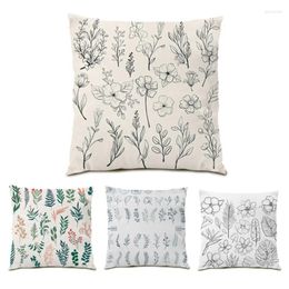 Pillow Cover Sofas Decorative Cases Print Ultra Soft Velvet Ornamental Simple Floral Living Room Polyester Linen E0758