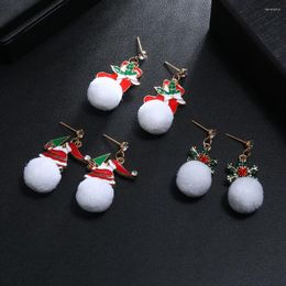 Dangle Earrings Christmas Jewellery White Pom Snowflake Santa Claus Xmas For Women Year Gift Pendientes