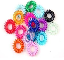 Whole100Pcs in One Pack Elastic Rainbow Colourful Telephone Wire Cord Hair Band Ties Band Rope Bobbles E7159660642