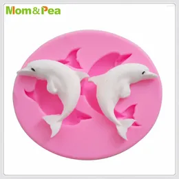 Baking Moulds Mom&Pea MPA1924 Dolphin Silicone Mould Sugar Paste 3D Fondant Cake Decoration