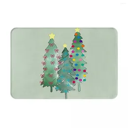 Carpets Christmas Trees Soft Bath Mat Anti-Slip Welcome Mats For Entrance Door Washable Drop Toilet Decoration