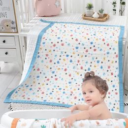 Blankets Baby Blanket Thickened 110X100cm Pure Cotton 6-layer Born Bath Towel Wrap Swaddle Soft Printed Children's