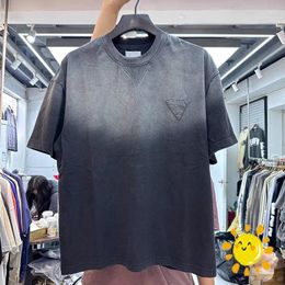 Men's T Shirts 24SS Streetwear Patchwork Washed Gradient Tie Dyeing Shirt Men Women T-Shirt Tops Tee