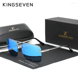 Sunglasses KINGSEVEN Semi-Rimless Men's 180° Stretch Temples Design Alloy Polarized Brand Vintage Women Sun Glasses Eyewear