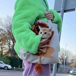 Cat Carriers Roar In Style: Lion-Shaped Pet Carrier For Comfortable Outdoor Travel - Portable Canvas Shoulder Bag Small Animals