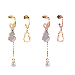 Stud Earrings Original Brand Shell Gourd For Women Catwalk Stainless Steel Pearl Tassel Earings Korean Jewellery Z136